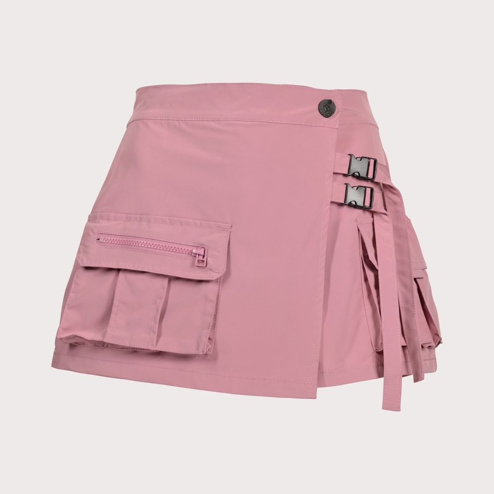 Chic Pink Women's Skort with Buckle Accents